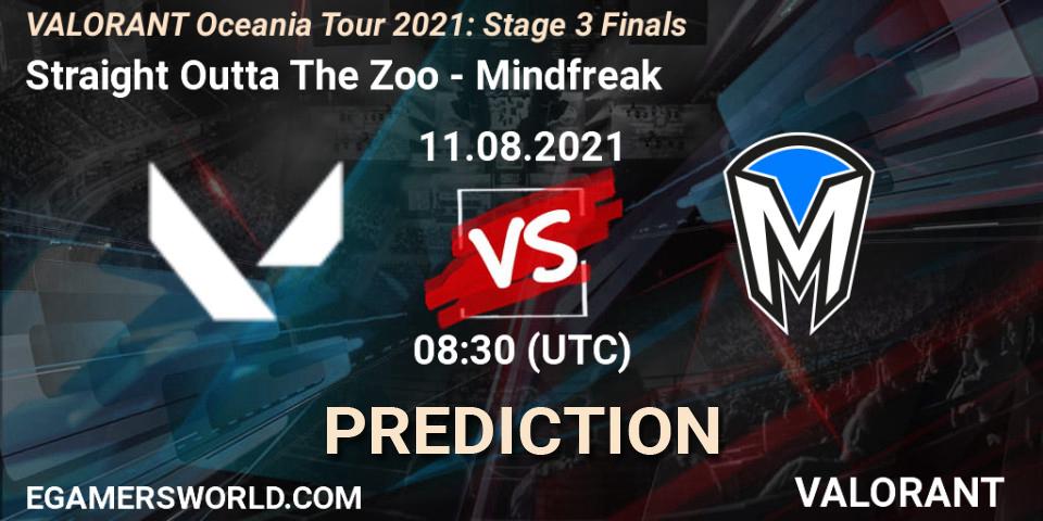 Pronósticos Straight Outta The Zoo - Mindfreak. 11.08.2021 at 08:30. VALORANT Oceania Tour 2021: Stage 3 Finals - VALORANT