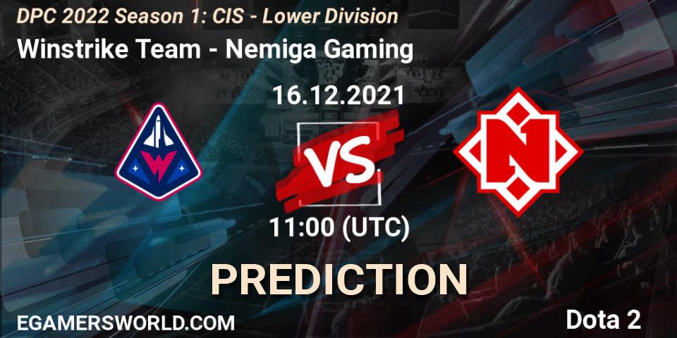 Pronósticos Winstrike Team - Nemiga Gaming. 16.12.21. DPC 2022 Season 1: CIS - Lower Division - Dota 2