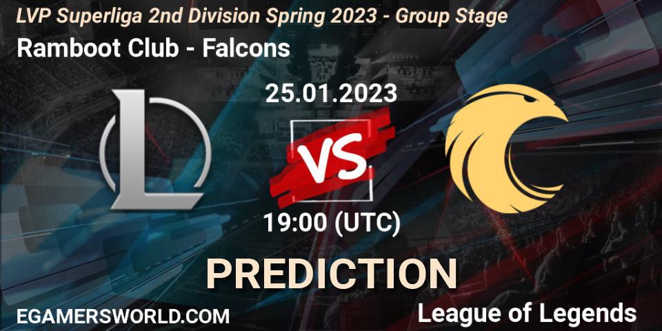 Pronósticos Ramboot Club - Falcons. 25.01.2023 at 19:00. LVP Superliga 2nd Division Spring 2023 - Group Stage - LoL