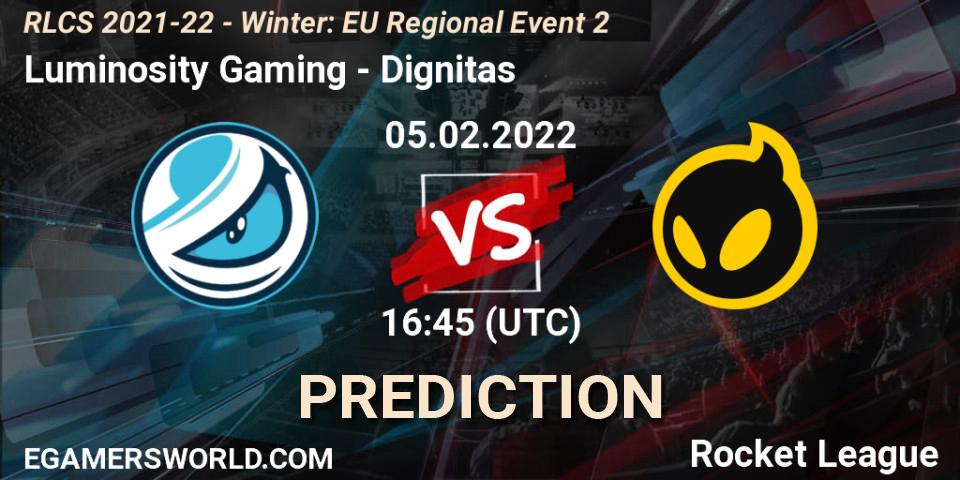 Pronósticos Luminosity Gaming - Dignitas. 05.02.22. RLCS 2021-22 - Winter: EU Regional Event 2 - Rocket League