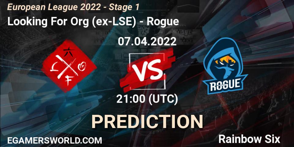 Pronósticos Looking For Org (ex-LSE) - Rogue. 07.04.22. European League 2022 - Stage 1 - Rainbow Six