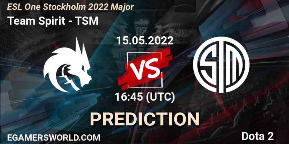 Pronósticos Team Spirit - TSM. 15.05.22. ESL One Stockholm 2022 Major - Dota 2
