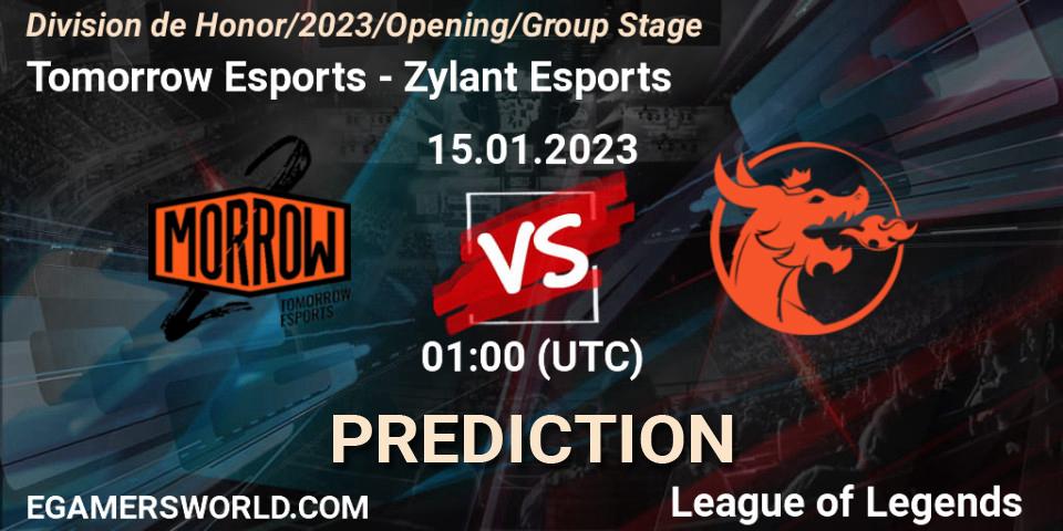 Pronósticos Tomorrow Esports - Zylant Esports. 15.01.2023 at 01:00. División de Honor Opening 2023 - Group Stage - LoL