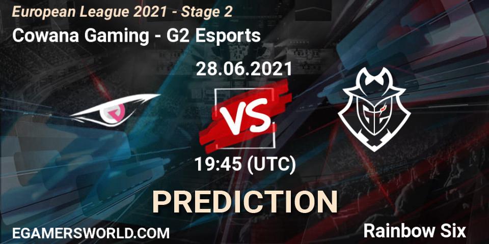 Pronósticos Cowana Gaming - G2 Esports. 28.06.2021 at 19:45. European League 2021 - Stage 2 - Rainbow Six
