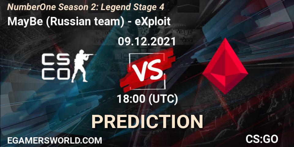 Pronósticos MayBe (Russian team) - eXploit. 09.12.21. NumberOne Season 2: Legend Stage 4 - CS2 (CS:GO)