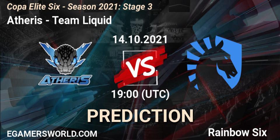 Pronósticos Atheris - Team Liquid. 14.10.2021 at 19:00. Copa Elite Six - Season 2021: Stage 3 - Rainbow Six