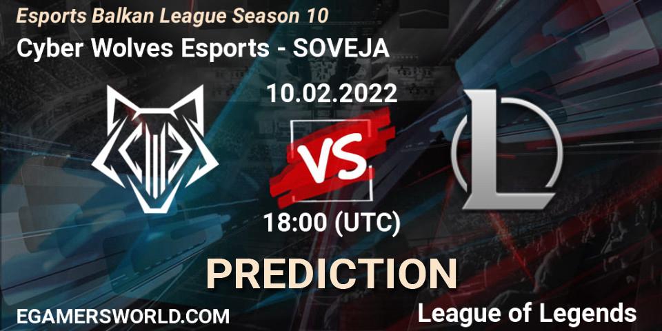 Pronósticos Cyber Wolves Esports - SOVEJA. 10.02.2022 at 18:00. Esports Balkan League Season 10 - LoL