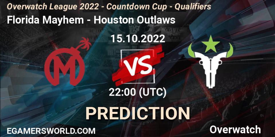 Pronósticos Florida Mayhem - Houston Outlaws. 15.10.22. Overwatch League 2022 - Countdown Cup - Qualifiers - Overwatch