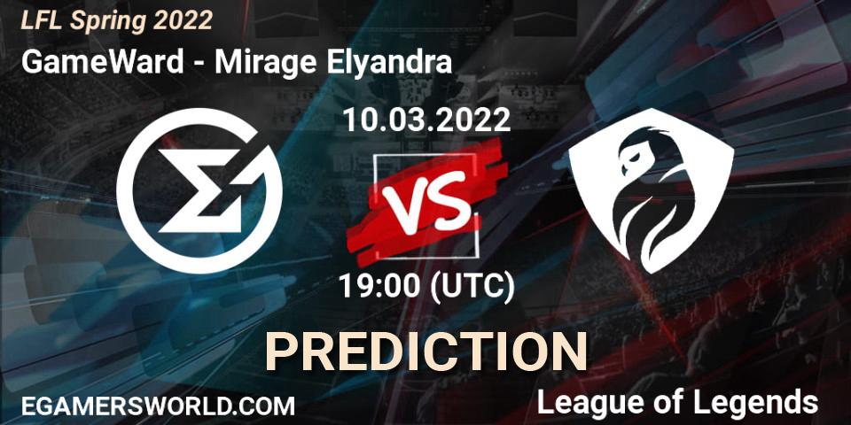 Pronósticos GameWard - Mirage Elyandra. 10.03.2022 at 19:00. LFL Spring 2022 - LoL