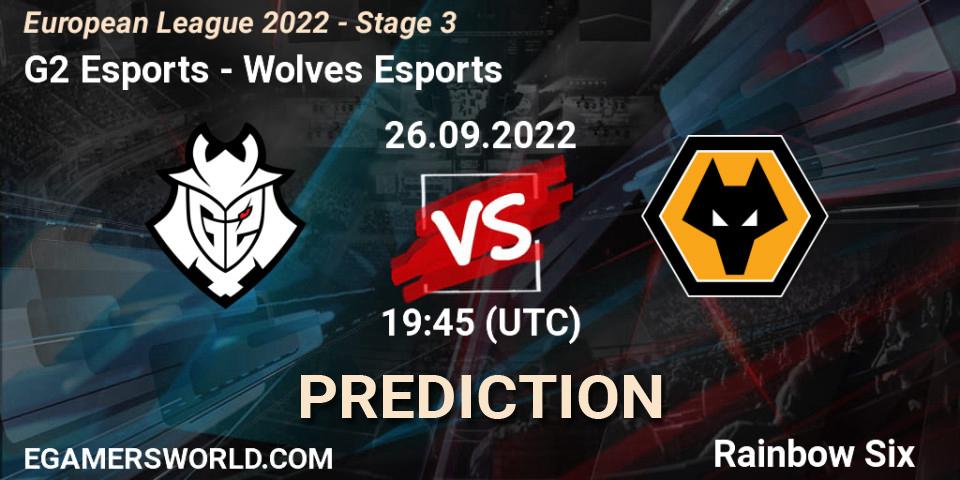 Pronósticos G2 Esports - Wolves Esports. 26.09.22. European League 2022 - Stage 3 - Rainbow Six
