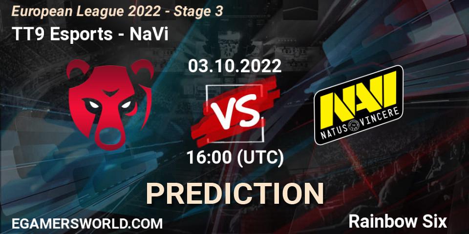 Pronósticos TT9 Esports - NaVi. 03.10.22. European League 2022 - Stage 3 - Rainbow Six
