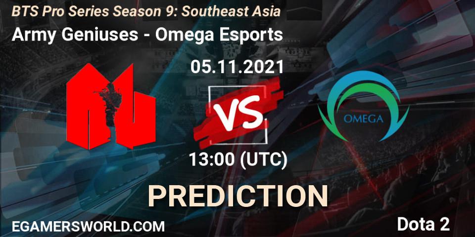 Pronósticos Army Geniuses - Omega Esports. 05.11.2021 at 13:49. BTS Pro Series Season 9: Southeast Asia - Dota 2