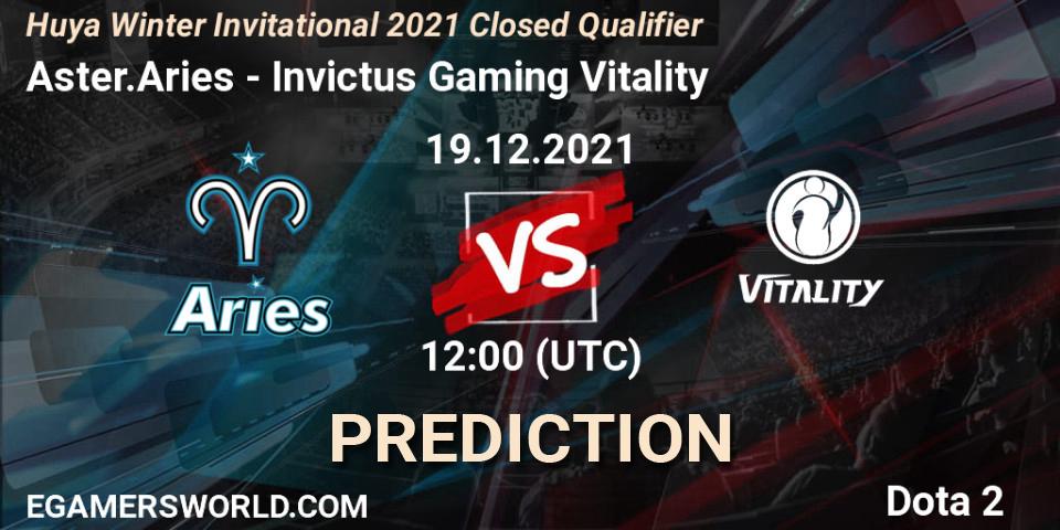 Pronósticos Aster.Aries - Invictus Gaming Vitality. 19.12.21. Huya Winter Invitational 2021 Closed Qualifier - Dota 2
