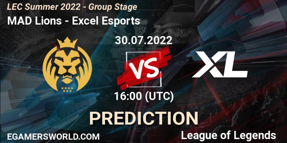 Pronósticos MAD Lions - Excel Esports. 30.07.2022 at 17:00. LEC Summer 2022 - Group Stage - LoL