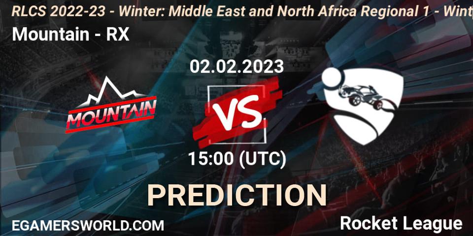 Pronósticos Mountain - RX. 02.02.2023 at 15:00. RLCS 2022-23 - Winter: Middle East and North Africa Regional 1 - Winter Open - Rocket League