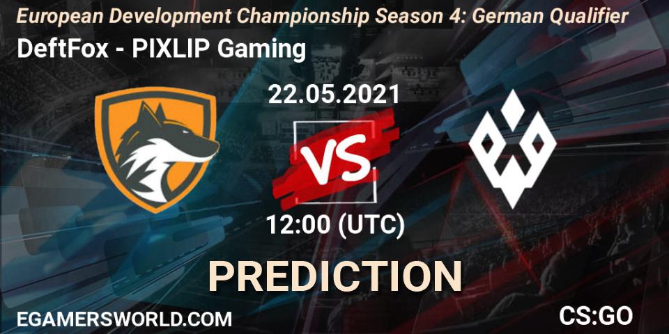 Pronósticos DeftFox - PIXLIP Gaming. 22.05.2021 at 14:00. European Development Championship Season 4: German Qualifier - Counter-Strike (CS2)