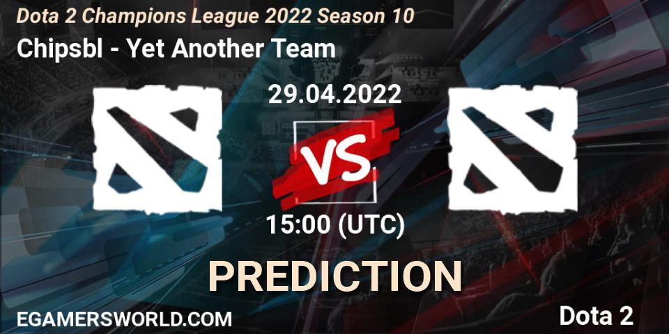 Pronósticos Chipsbl - Yet Another Team. 29.04.2022 at 15:00. Dota 2 Champions League 2022 Season 10 - Dota 2