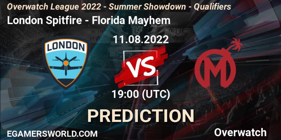 Pronósticos London Spitfire - Florida Mayhem. 11.08.22. Overwatch League 2022 - Summer Showdown - Qualifiers - Overwatch