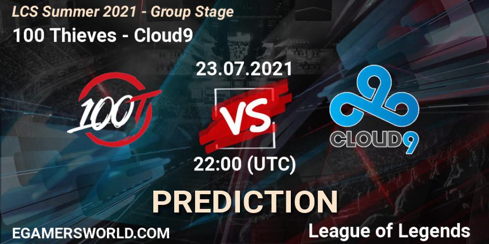 Pronósticos 100 Thieves - Cloud9. 23.07.2021 at 22:00. LCS Summer 2021 - Group Stage - LoL