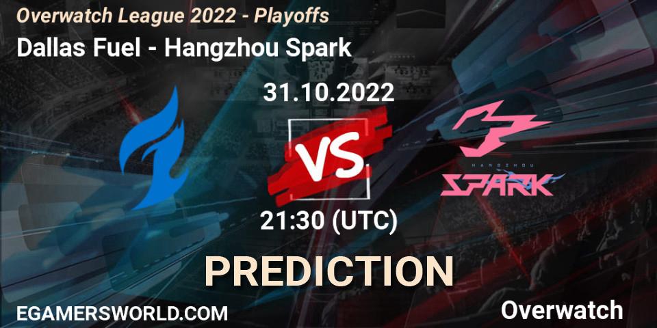 Pronósticos Dallas Fuel - Hangzhou Spark. 31.10.22. Overwatch League 2022 - Playoffs - Overwatch