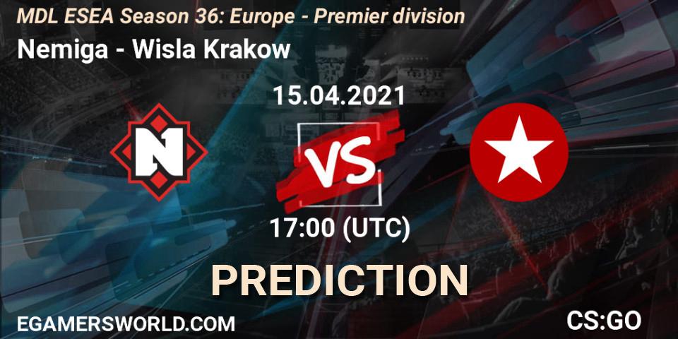 Pronósticos Nemiga - Wisla Krakow. 15.04.2021 at 17:00. MDL ESEA Season 36: Europe - Premier division - Counter-Strike (CS2)