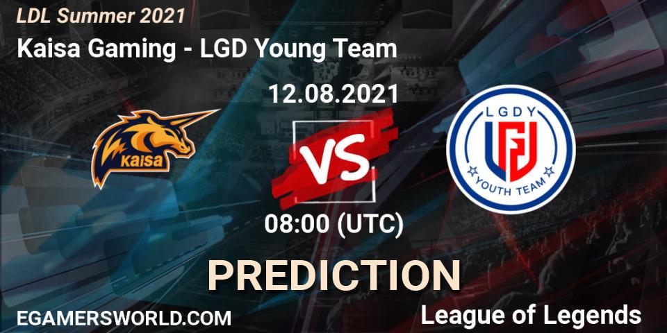 Pronósticos Kaisa Gaming - LGD Young Team. 12.08.2021 at 08:20. LDL Summer 2021 - LoL