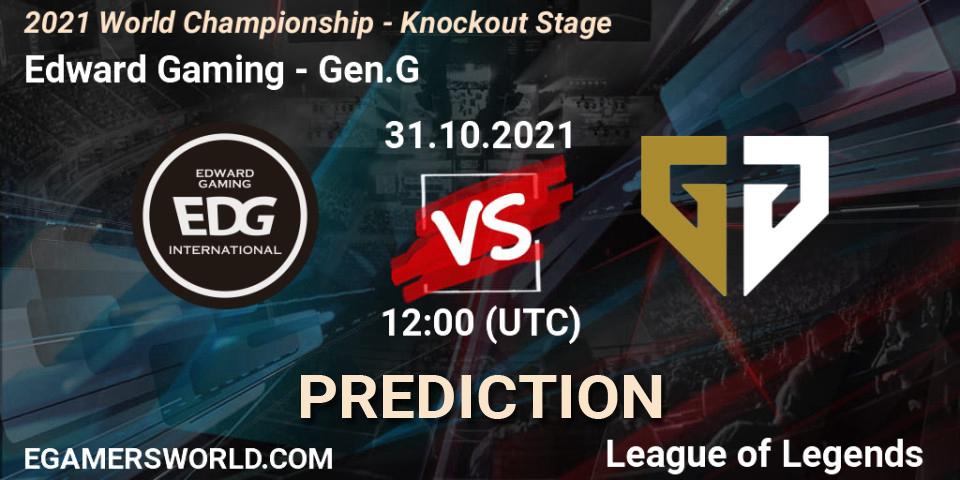 Pronósticos Edward Gaming - Gen.G. 31.10.2021 at 12:00. 2021 World Championship - Knockout Stage - LoL