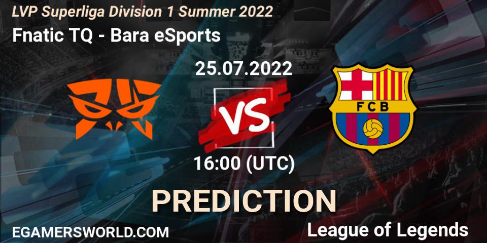 Pronósticos Fnatic TQ - Barça eSports. 25.07.2022 at 20:00. LVP Superliga Division 1 Summer 2022 - LoL