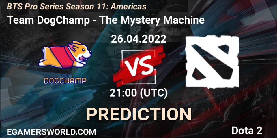 Pronósticos Team DogChamp - The Mystery Machine. 26.04.2022 at 21:02. BTS Pro Series Season 11: Americas - Dota 2