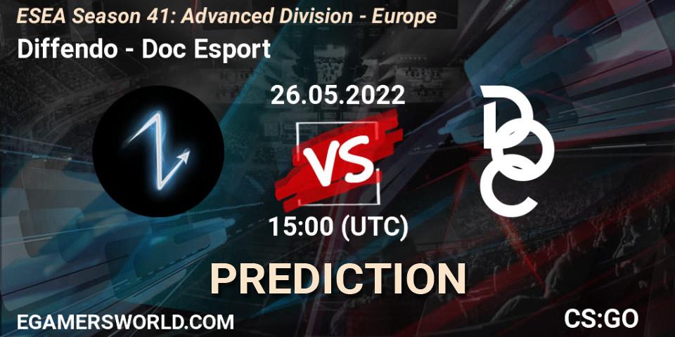 Pronósticos Diffendo - Doc Esport. 26.05.2022 at 15:00. ESEA Season 41: Advanced Division - Europe - Counter-Strike (CS2)