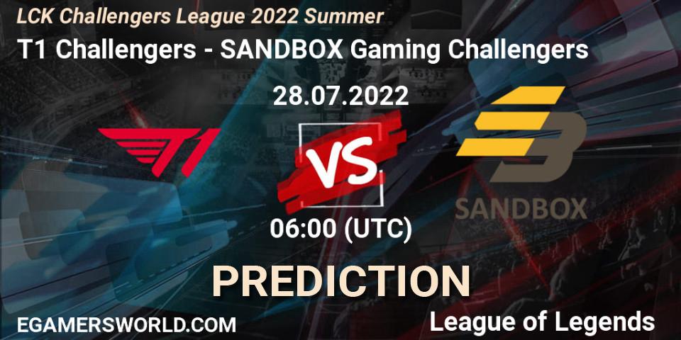 Pronósticos T1 Challengers - SANDBOX Gaming Challengers. 28.07.22. LCK Challengers League 2022 Summer - LoL