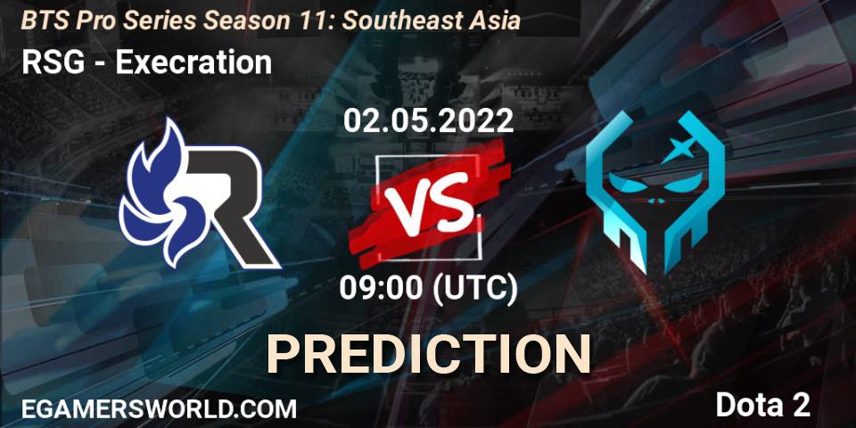 Pronósticos RSG - Execration. 02.05.2022 at 09:19. BTS Pro Series Season 11: Southeast Asia - Dota 2