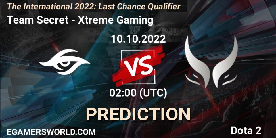 Pronósticos Team Secret - Xtreme Gaming. 10.10.2022 at 02:00. The International 2022: Last Chance Qualifier - Dota 2