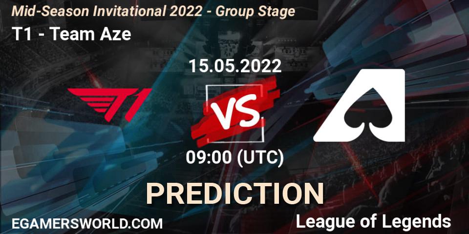 Pronósticos T1 - Team Aze. 15.05.2022 at 09:00. Mid-Season Invitational 2022 - Group Stage - LoL