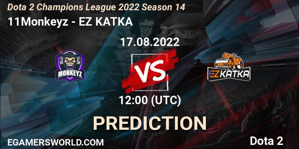 Pronósticos 11Monkeyz - EZ KATKA. 17.08.2022 at 12:01. Dota 2 Champions League 2022 Season 14 - Dota 2