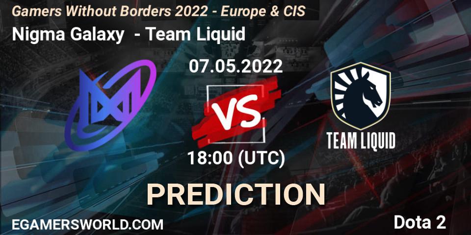 Pronósticos Nigma Galaxy - Team Liquid. 07.05.2022 at 17:55. Gamers Without Borders 2022 - Europe & CIS - Dota 2