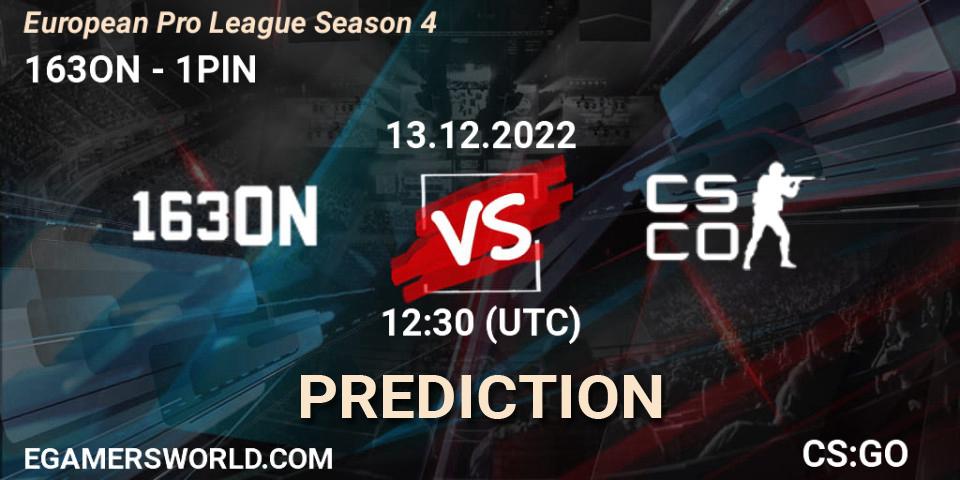 Pronósticos 163ON - 1PIN. 13.12.2022 at 12:30. European Pro League Season 4 - Counter-Strike (CS2)