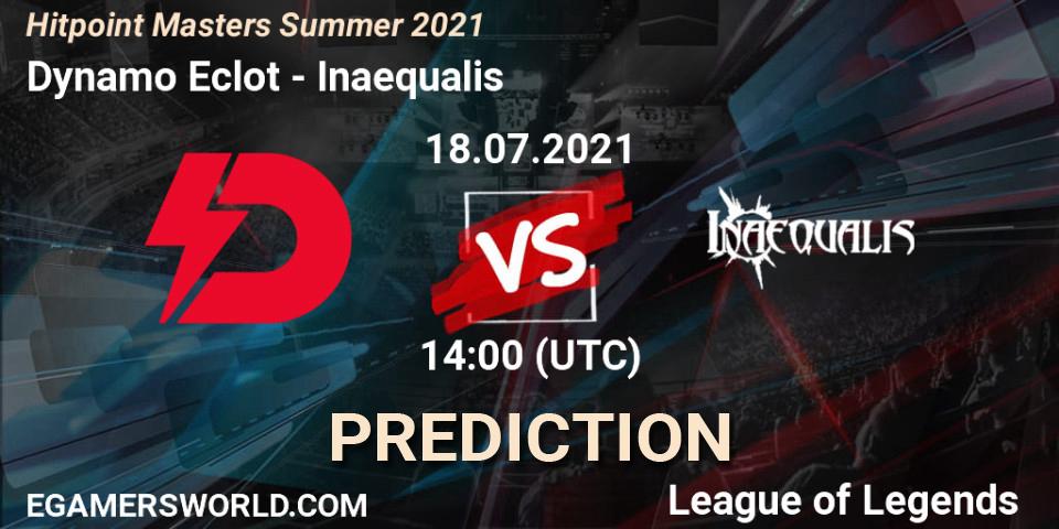 Pronósticos Dynamo Eclot - Inaequalis. 18.07.2021 at 14:00. Hitpoint Masters Summer 2021 - LoL