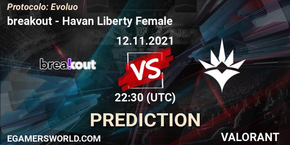 Pronósticos breakout - Havan Liberty Female. 12.11.2021 at 22:30. Protocolo: Evolução - VALORANT