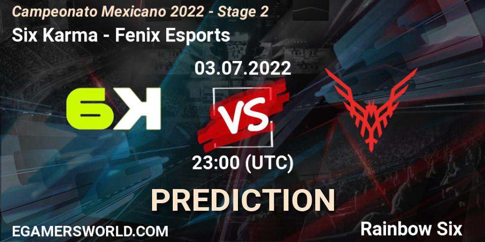 Pronósticos Six Karma - Fenix Esports. 03.07.2022 at 23:00. Campeonato Mexicano 2022 - Stage 2 - Rainbow Six