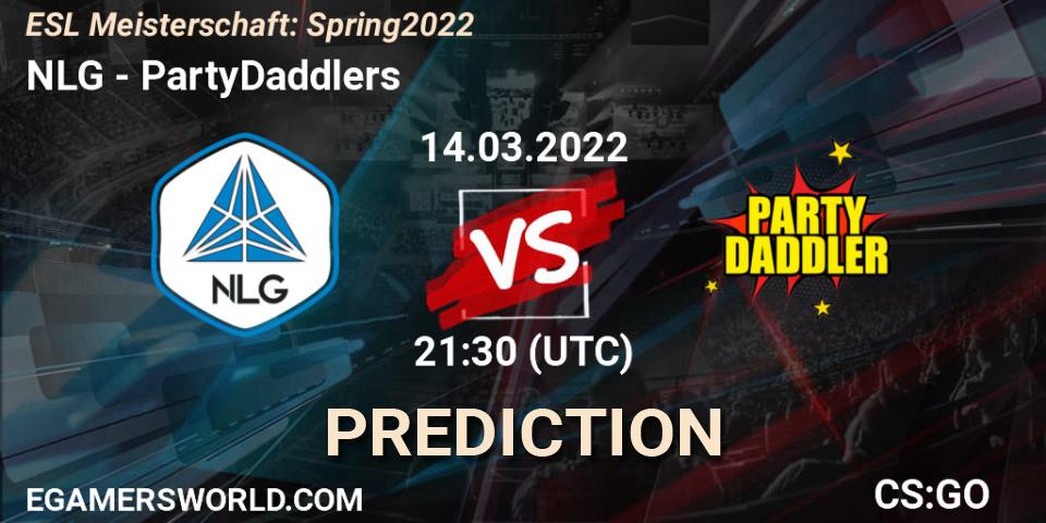 Pronósticos NLG - PartyDaddlers. 14.03.2022 at 21:30. ESL Meisterschaft: Spring 2022 - Counter-Strike (CS2)