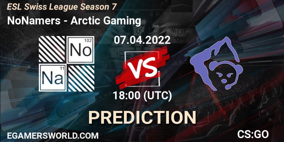 Pronósticos NoNamers - Arctic Gaming. 07.04.2022 at 18:00. ESL Swiss League Season 7 - Counter-Strike (CS2)
