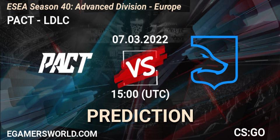 Pronósticos PACT - LDLC. 07.03.2022 at 15:00. ESEA Season 40: Advanced Division - Europe - Counter-Strike (CS2)