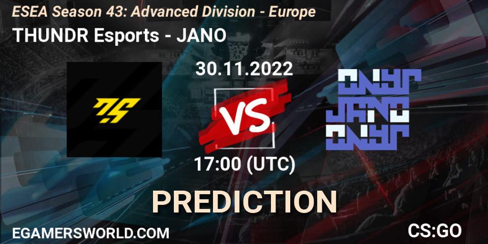 Pronósticos THUNDR Esports - JANO. 30.11.22. ESEA Season 43: Advanced Division - Europe - CS2 (CS:GO)