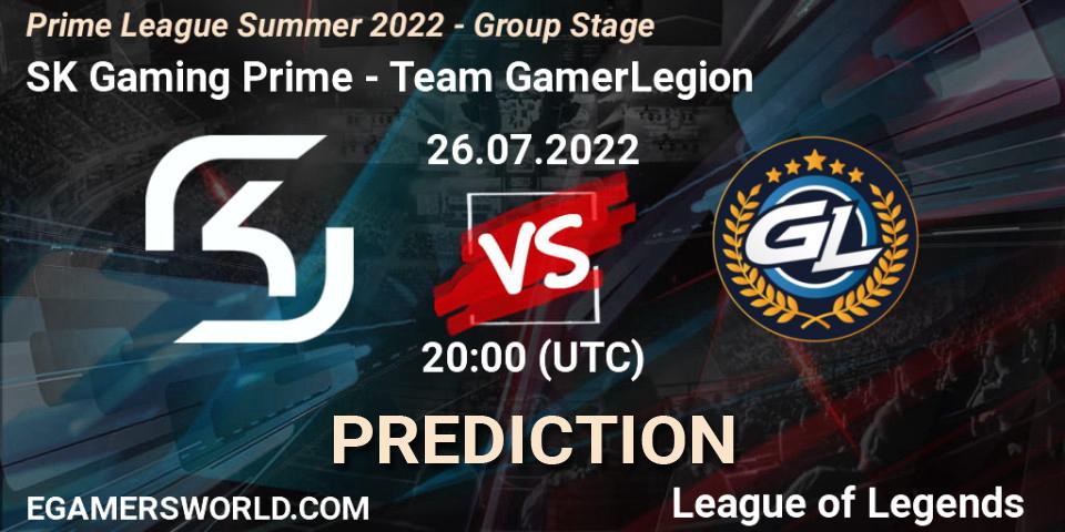 Pronósticos SK Gaming Prime - Team GamerLegion. 26.07.2022 at 20:00. Prime League Summer 2022 - Group Stage - LoL
