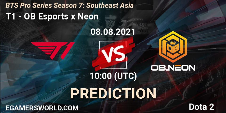 Pronósticos T1 - OB Esports x Neon. 08.08.2021 at 10:57. BTS Pro Series Season 7: Southeast Asia - Dota 2
