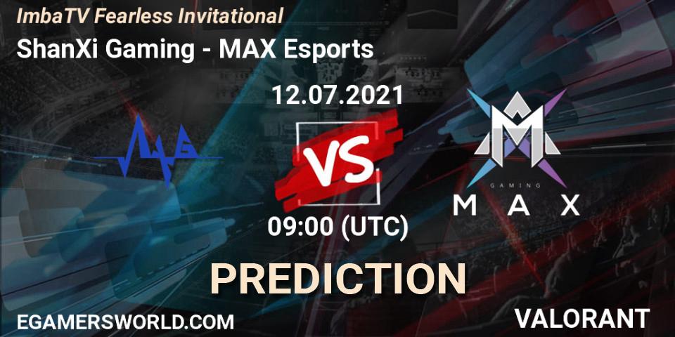 Pronósticos ShanXi Gaming - MAX Esports. 12.07.2021 at 09:00. ImbaTV Fearless Invitational - VALORANT