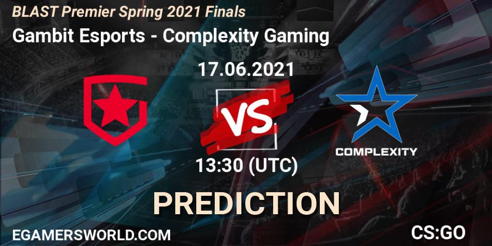 Pronósticos Gambit Esports - Complexity Gaming. 17.06.21. BLAST Premier Spring 2021 Finals - CS2 (CS:GO)
