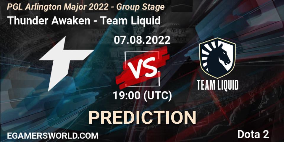 Pronósticos Thunder Awaken - Team Liquid. 07.08.2022 at 19:16. PGL Arlington Major 2022 - Group Stage - Dota 2