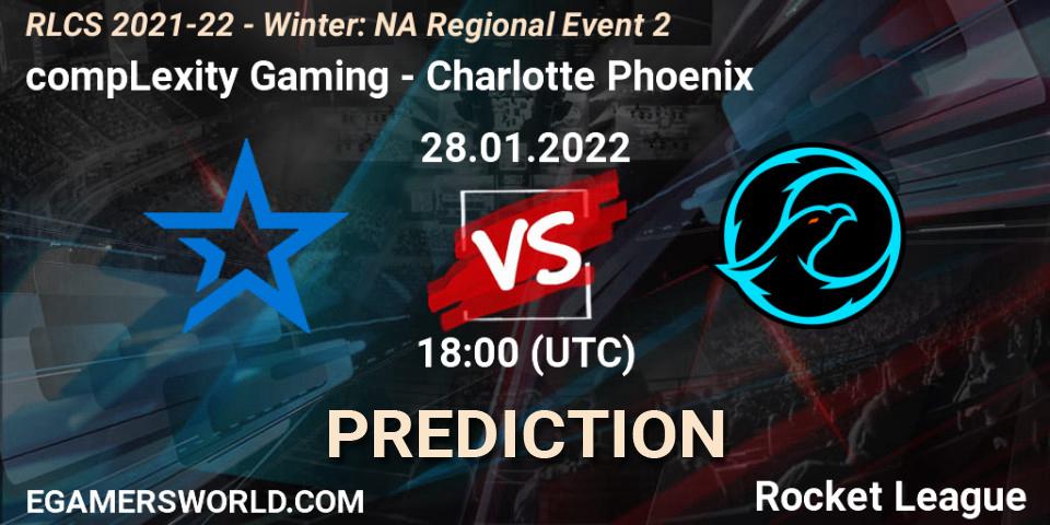 Pronósticos compLexity Gaming - Charlotte Phoenix. 28.01.2022 at 18:00. RLCS 2021-22 - Winter: NA Regional Event 2 - Rocket League